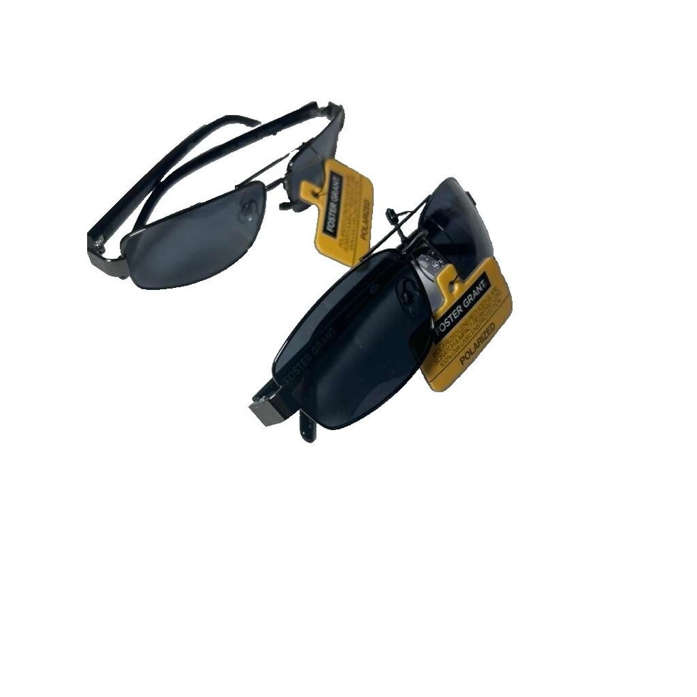 Foster Grant Rectangle Sunglasses Black Fashion Polarized 2 pack Bundle New
